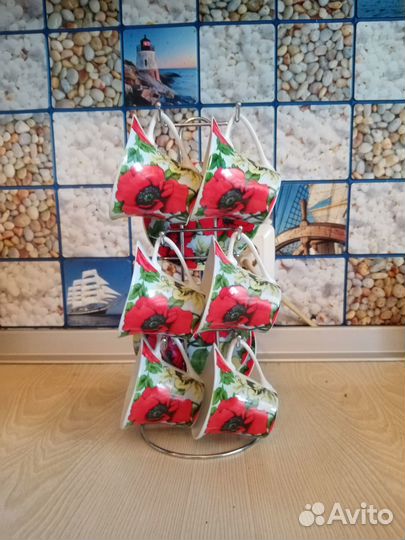 Кофейный сервиз с маками (новый)