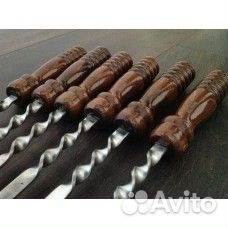 Шампур с деревянной ручкой плоский (55)