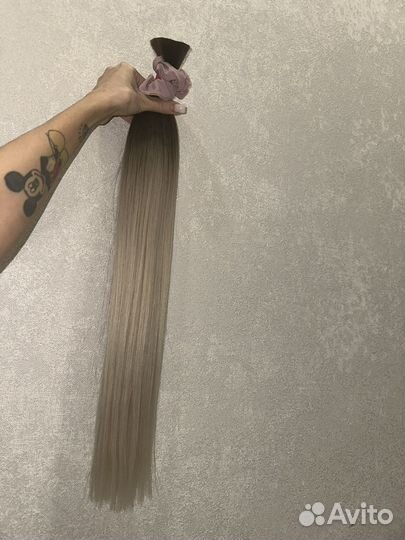 Волосы натуральные срез омбре 60 см