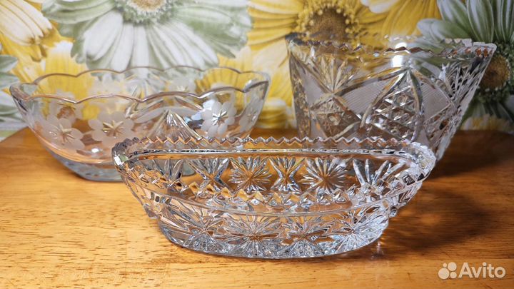 Хрустальная ваза, конфетница, салатник СССР