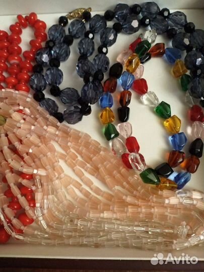 Бусы сатиновое стекло винтаж