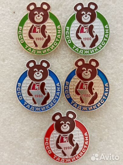 Значки олимпиада 80, мишки, спорт