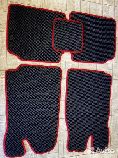 Коврики ева eva эва Ваз 01-07 чёрные, красный кант