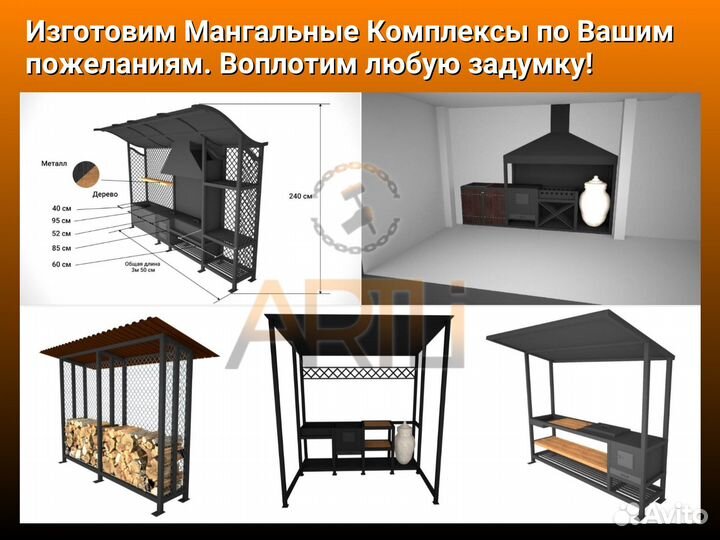 Мангальный комплекс с крышей и печкой под казан