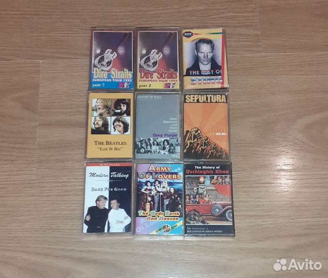 Аудиокассеты: зарубежный рок, поп (9шт)