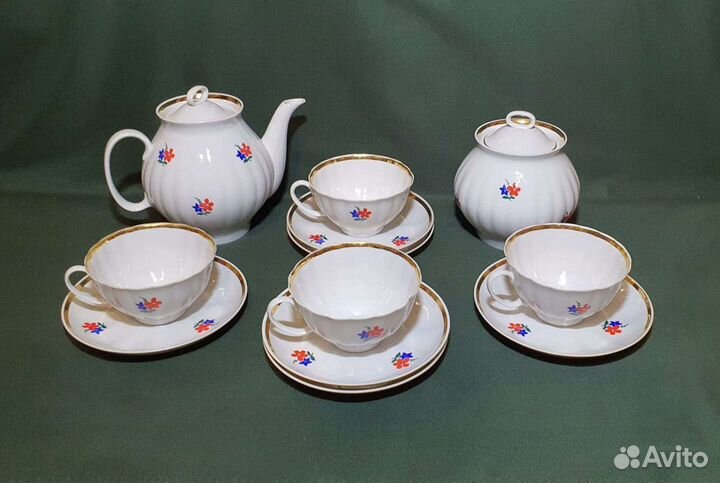 Сервиз чайный костяной фарфор. Дулево