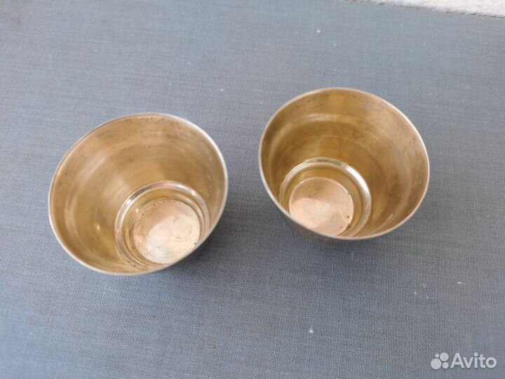 Стопки львы тигры серебро 875 СССР позолота