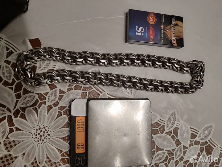 Мужская серебряная цепь бисмарк