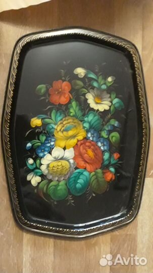 Жостовский авторский поднос декорат. росписи, СССР