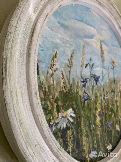 Круглая картина маслом. В раме.Ручная работа