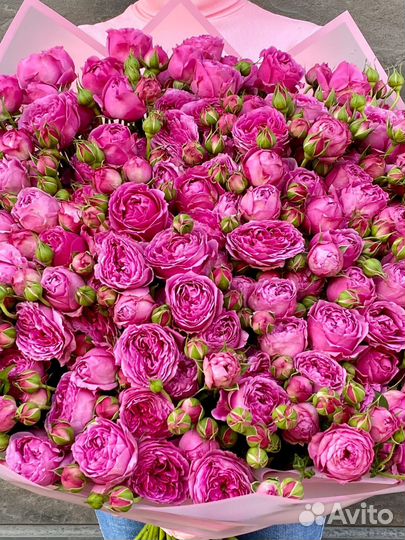 Роза кустовая пион 80 см премиум букет доставка