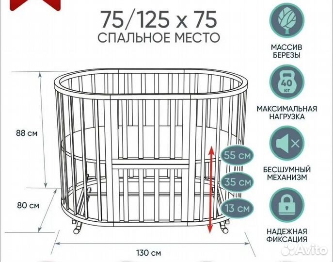 Детская кроватка трансформер 9 в 1