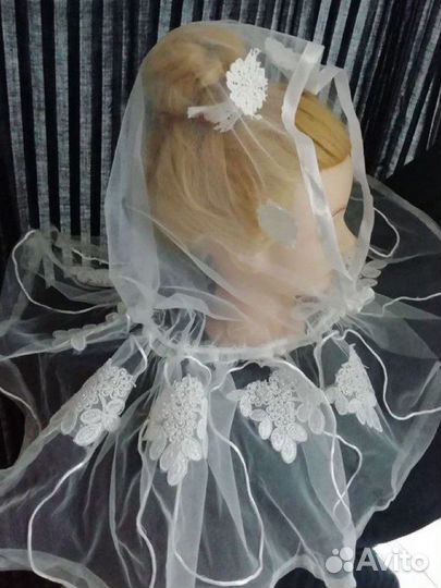 Платок для храма, фата на крещение венчание в церк