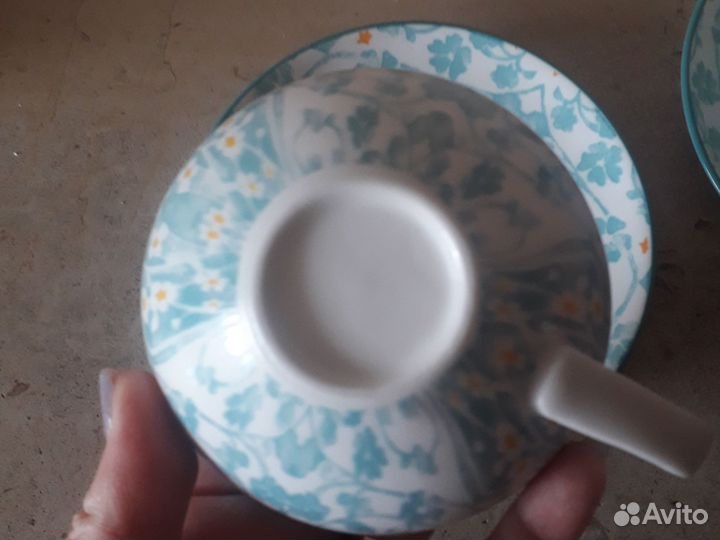 Чайная пара костяной фарфор, бокалы керамика