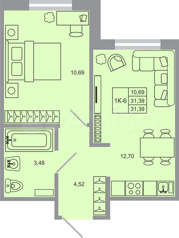 1-к. квартира, 31,4 м², 4/17 эт.