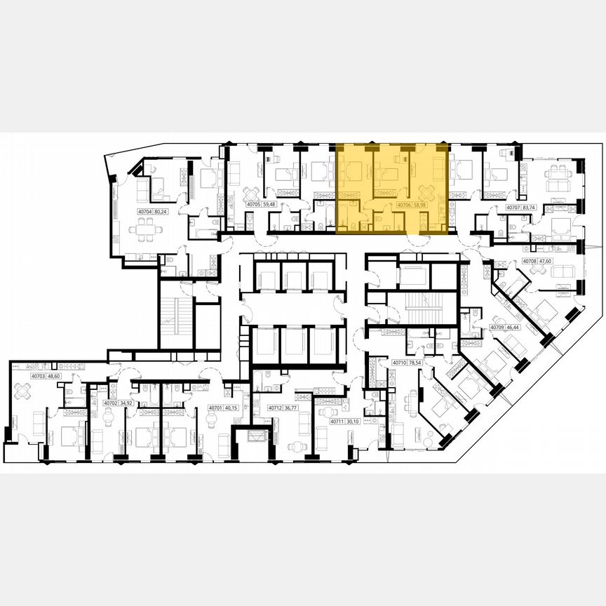 2-к. квартира, 59,4 м², 7/46 эт.