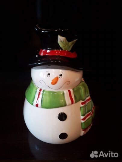 Новогдняя банка для печенья снеговик