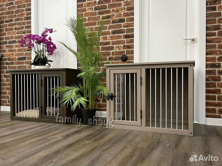 Интерьерная деревянная клетка-тумба для собак