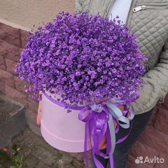 Гипсофила букет цветы, коробка из гипсофилы