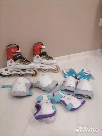 Роликовые коньки детские с защитой