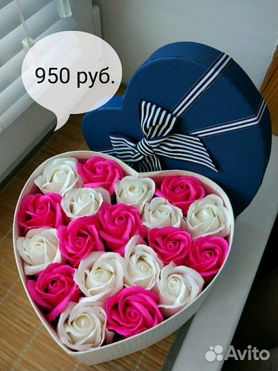 Мыльные розы в коробке