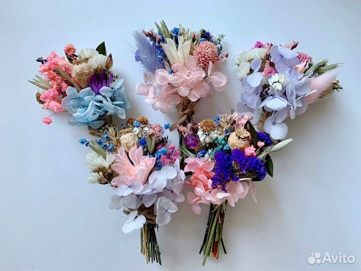 Мини-букеты из сухоцветов ручная работа