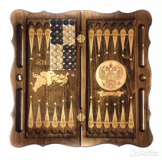 Нарды резные ручной работы «Герб рф»
