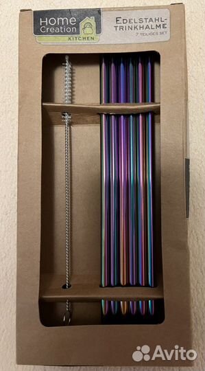 Набор металлических трубочек для коктейлей, новый