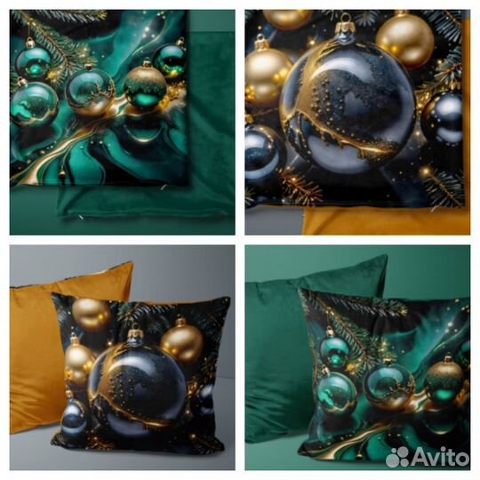 Новогодние подушки, наволочки, кухонные прихватки