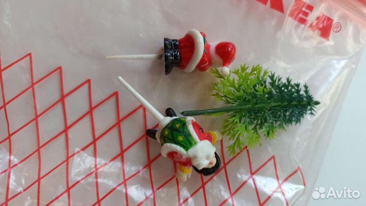 Дед Мороз и ёлочка для украшения тортов