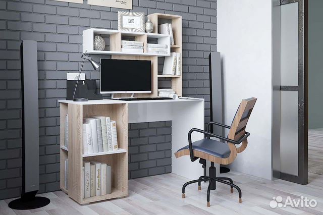 Компьютерный стол Олимп (сонома/белый)