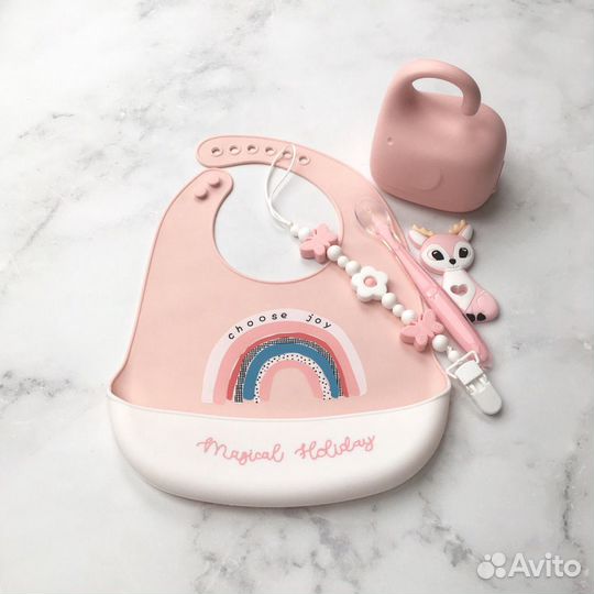 Силиконовая тарелка, bibs, нагрудник, поильник, дл