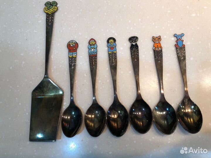 Набор ложек мельхиор,позолота,серебро Репка, СССР