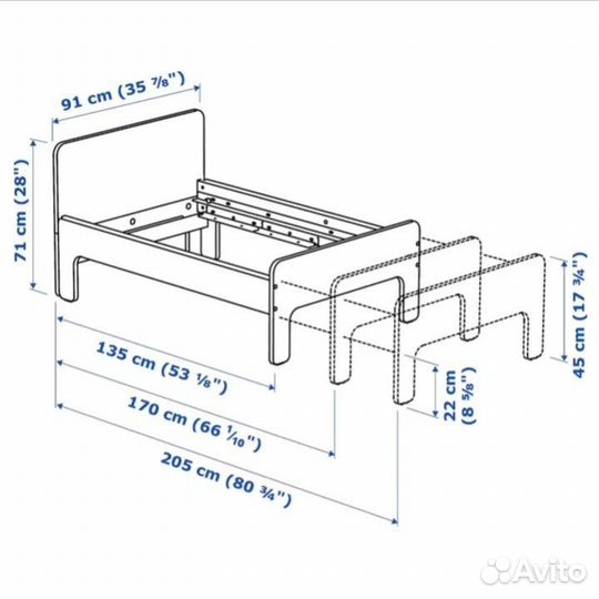 Растущая кровать IKEA слэк