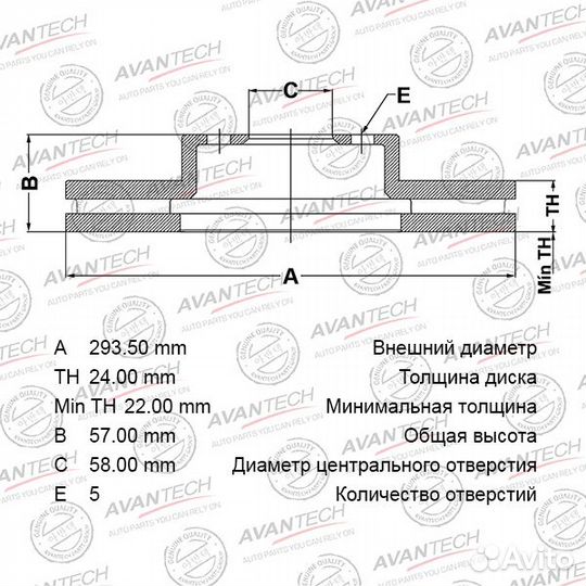 Диск тормозной avantech BR0605S avantech