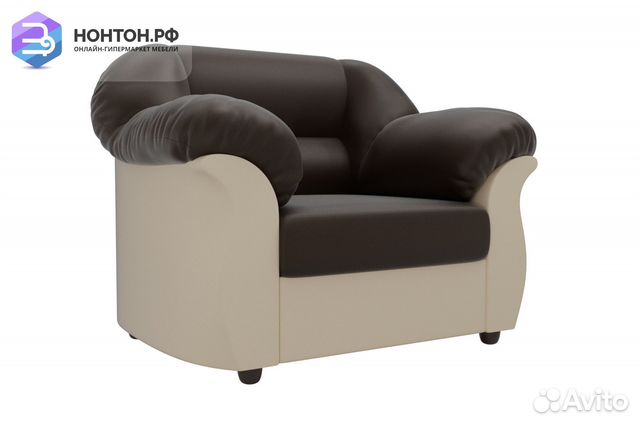 Кресло Карнелла экокожа коричневая / бежевая