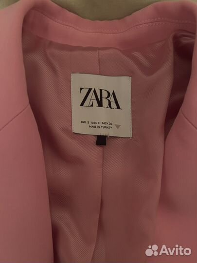 Укороченный розовый пиджак zara