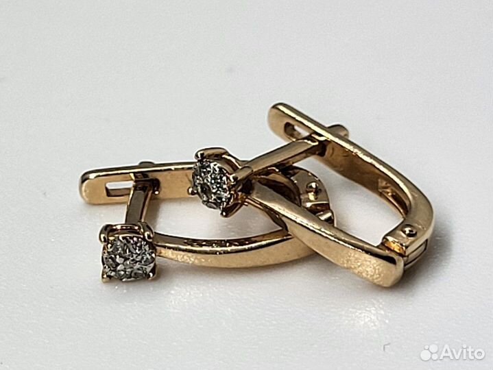 Золотые серьги 585* с бриллиантами 1,68гр