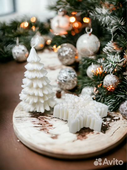 Набор новогодних свечей елочка, снежинка