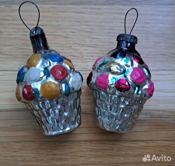 Ёлочные игрушки СССР. Парашют, корзинки, малютки