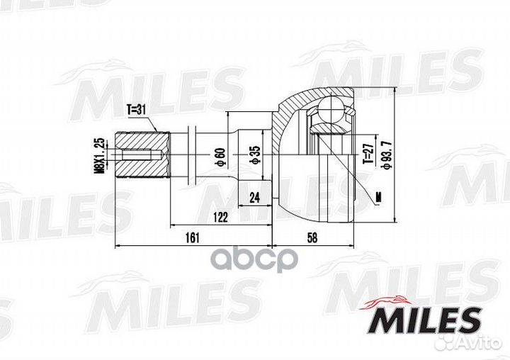 ШРУС nissan patrol GR 2.8D-4.2 88-97 нар. GA20310