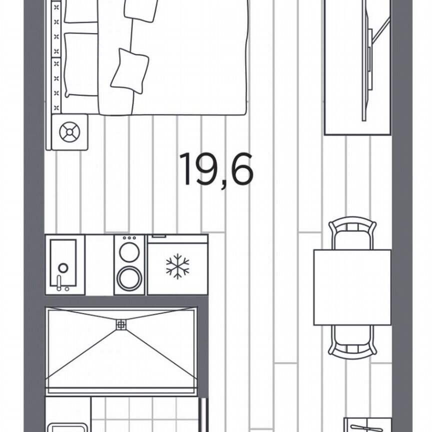 Апартаменты-студия, 23,4 м², 2/13 эт.