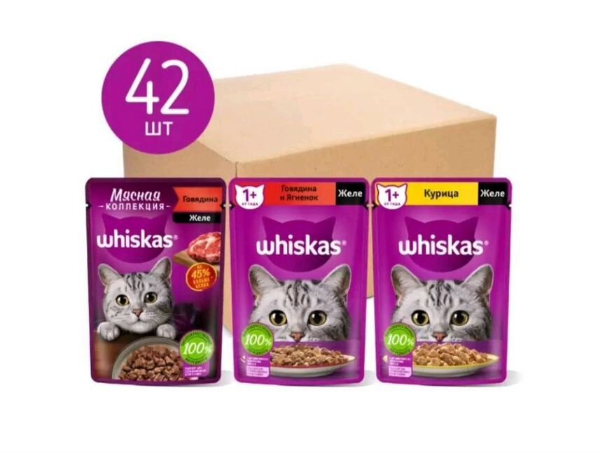 Влажный корм для кошек Whiskas 42 шт. х 75