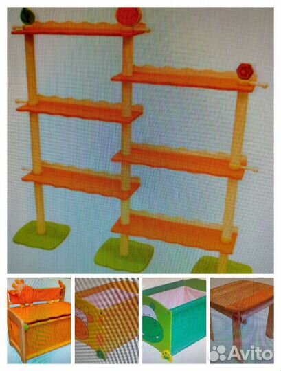 Комплект мебели для малышей, стол, стеллаж-полка