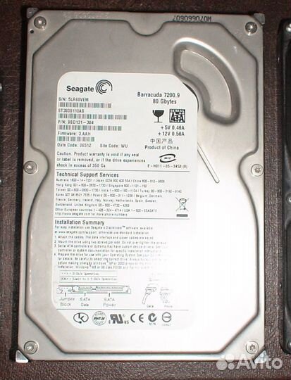 Жёсткий диск 80 Gb SATA