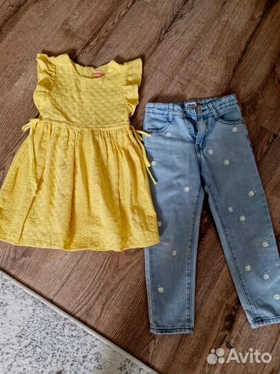 Джинсы и платье 110