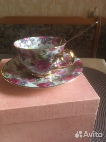 Чайная пара с ложечкой Англия