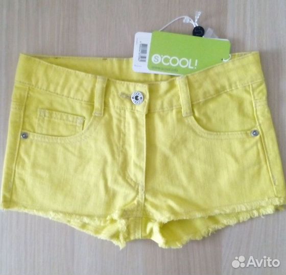Шорты д/д жёлтые джинсовые SCool, р.134