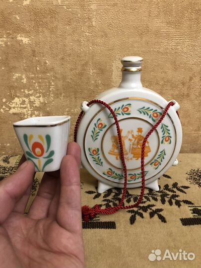 Набор Фляга и 6 стопок фарфор Венгрия