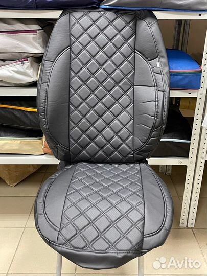 Чехлы Экокожа Hyundai Solaris 2017 Черный ромб